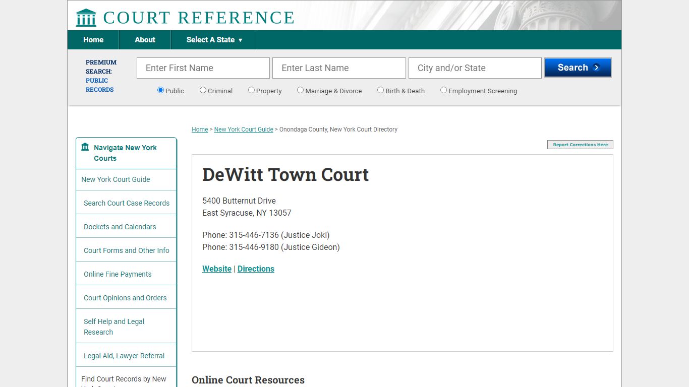 DeWitt Town Court - Court Records Directory